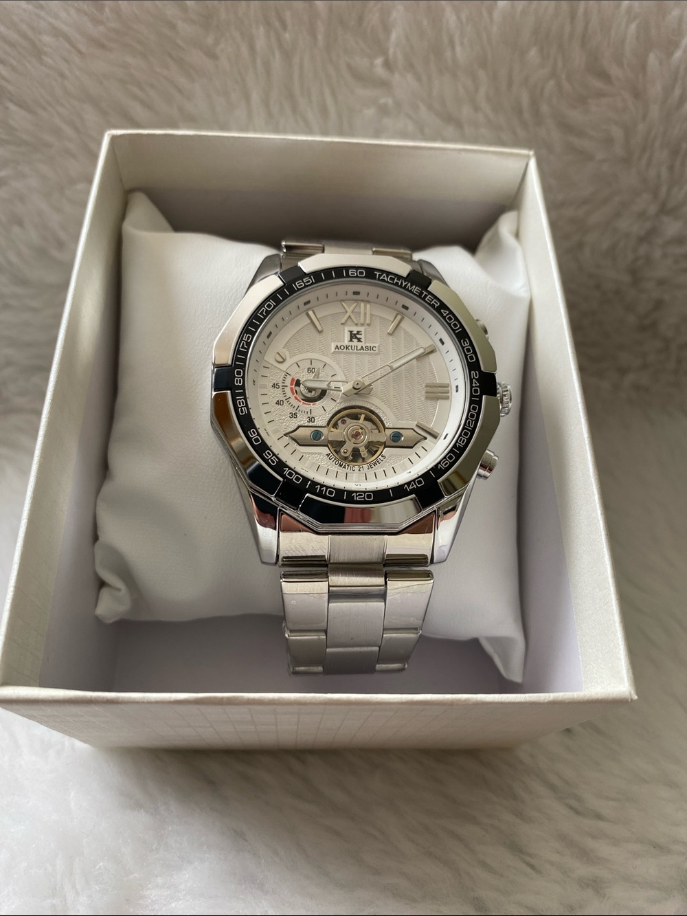 Aokulasic Automatic Men’s Watch with White Dial